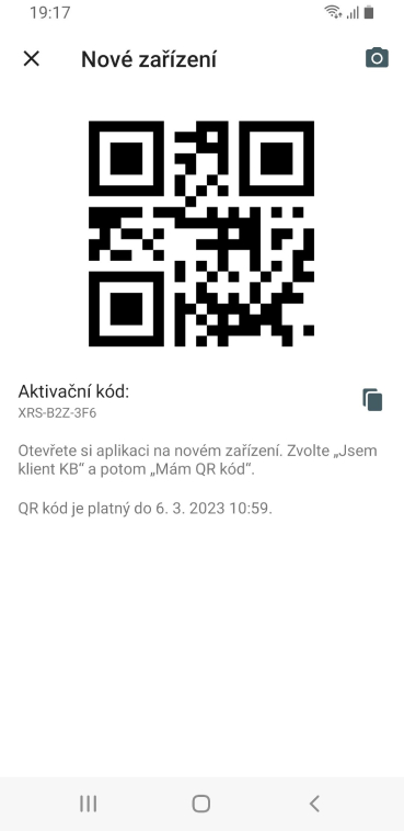 Mobilní banka QR kód